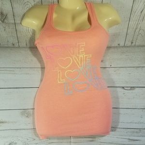 No Boundaries Orange LOVE Racerback Tank Top